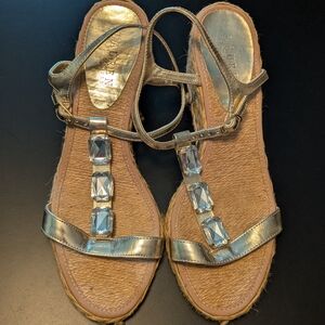 Lauren Ralph Lauren Gold Sandals with Crystal Accents
